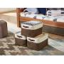 DECOMOMO Foldable Storage Bin [3-Pack] Collapsible Sturdy Cationic Fabric Storage Basket Cube W/Handles for Organizing Shelf Nursery Home Closet & Office (Brown and White, Large - 15 x 11 x 9.5)
