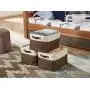 DECOMOMO Foldable Storage Bin [3-Pack] Collapsible Sturdy Cationic Fabric Storage Basket Cube W/Handles for Organizing Shelf Nursery Home Closet & Office (Brown and White, Large - 15 x 11 x 9.5)