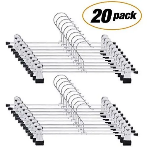 Layalacio 20 PCS IEOKE Pant Hangers Skirt Trousers Hangers with Clips Heavy Duty Ultra Thin Space Saving Metal Hangers for All Kinds of Clothes Pants Layalacio 20 PCS IEOKE Pant Hangers Skirt Trousers Hangers with Clips Heavy Duty Ultra Thin Space Saving Metal Hangers for All Kinds of Clothes Pants
