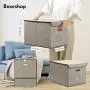Collapsible File Boxes with Lid [2-Pack] Decorative Documents Storage Organizer with Linen Filing, Home Office Bin, Letter Size Legal Size, Gray