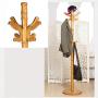 COAT RACK ZHIRONG Hangers Floor-standing Bamboo Bedroom Clothes Rack 9 Hooks Bag Rack Hat Holder Scarf Rack Corner (Color : B)