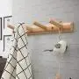 GGYDD Modern Wall Mounted Coat Rack, Wood Entryway Hanger Hook Rack with Strong Adhesiveness for Hats,Jacket,Clothes,Towels-Black 30cm(12inch)