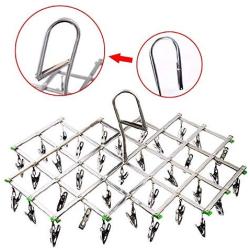 Drying Racks & Nets - Windproof Laundry Socks Hanger Collapsible Stainless Steel Hanging Rack 35 Clothespins Drying Racks - Collapsable Laundry Rack S7 Cloth Hanger Dryer Dry Large Nets Laundry