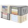 Clothes Storage Bag Organizers 4 Pack Large Capacity Clothing Containers Foldable Closet Organizers with Clear Window and Reinforced Carry Handles, Sturdy Zipper for Comforter Towels Blankets Bedding