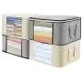 Clothes Storage Bag Organizers 4 Pack Large Capacity Clothing Containers Foldable Closet Organizers with Clear Window and Reinforced Carry Handles, Sturdy Zipper for Comforter Towels Blankets Bedding Clothes Storage Bag Organizers 4 Pack Large Capacity Clothing Containers Foldable Closet Organizers with Clear Window and Reinforced Carry Handles, Sturdy Zipper for Comforter Towels Blankets Bedding