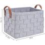 Collapsible Storage Basket Bins, Foldable Handmade Rectangular Felt Fabric Storage Boxes Cubes Containers with Handles- Large Organizer For Nursery Toys,Kids Room,Towels,Clothes, Grey （16