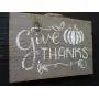 Vintage look GIVE THANKS Thanksgiving pumpkin new calligraphy Christmas Chalk Couture style old time font jute hanger antique style primitive style. weathered wood sign