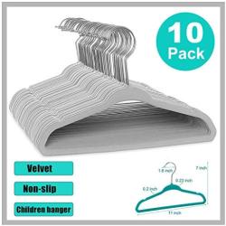 Flurries 10/20/30 PCS Non-Slip Kids Baby Velvet Hangers Set - Ultra Thin Flocking Junior Hangers with 360 Degree Swivel Chrome Hooks/Notches - Closet Space Saving Clothes Organizer