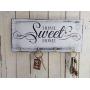Home Sweet Home key hanger wall white wood key holder for wall shabby wood cottage chic housewarming gift key hook black and white organizer