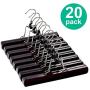 HOUSE DAY Wooden Pants Hangers with Clips 20 Pack Non Slip Skirt Hangers, Smooth Finish Solid Wood Jeans/Slack Hanger with 360° Swivel Hook - Pants Clip Hangers for Skirts, Slacks - Clamp Hangers