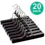 HOUSE DAY Wooden Pants Hangers with Clips 20 Pack Non Slip Skirt Hangers, Smooth Finish Solid Wood Jeans/Slack Hanger with 360° Swivel Hook - Pants Clip Hangers for Skirts, Slacks - Clamp Hangers HOUSE DAY Wooden Pants Hangers with Clips 20 Pack Non Slip Skirt Hangers, Smooth Finish Solid Wood Jeans/Slack Hanger with 360° Swivel Hook - Pants Clip Hangers for Skirts, Slacks - Clamp Hangers