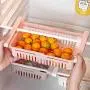 Fridge Drawer Organizer, 3 Pack Retractable Drawer Refrigerator Storage Box, Unique Design Pull Out Bins, Fridge Shelf Holder Storage Box, Small Size, Fit for Fridge Shelf Under 0.5 inch