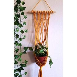 Macrame boho wall Plant Hanger for indoor and patio, knotted wall plant hanger flower pot holder,macrame pod-40 L&quotx7W"