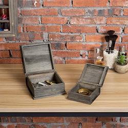 MyGift Vintage Grey Wood Faux Book Storage Boxes, Set of 2