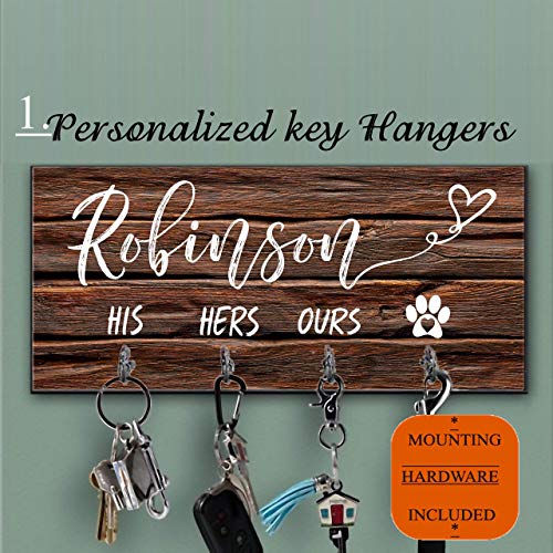 Personalized Key Holder and Dog Leash Wall Hanger Key Organizer for the Hallway Key Ring Holder Custom Key Holder For Wall, Personalized Key Hanger Housewarming Gift Leash Holder