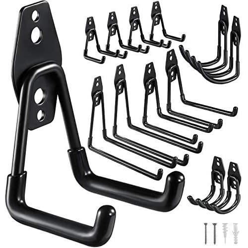 HUPBIPY 12 Pack Garage Hooks Heavy Duty,Utility Steel Garage Storage Hooks,Wall Mount Garage Hanger&Organizer for Organizing Power Tools,Ladders,Bulk Items,Bikes,Ropes and More Equipment