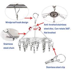 Non-Magnetic Stainless Steel Laundry Drying Rack,20 Clips Metal Clothespins Rack Drip Hanger Clothes Hanger with Clips for Drying Socks,Drying Towels, Diapers, Bras, Baby Clothes,Underwear,Gloves
