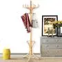 Free Standing Clothes Hangers 12 Hook Hat Coat Jacket Bag Rack with Umbrella Stand Wood Oak Wood