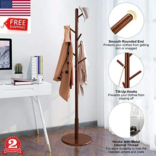 MC Wood Coat Rack Hat Stand Tree Clothes Umbrella Hanger Holder Organizer 8 Hooks MC Wood Coat Rack Hat Stand Tree Clothes Umbrella Hanger Holder Organizer 8 Hooks