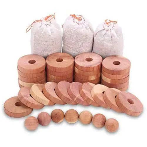 Homode Moth Protection Cedar Hanger Rings, Aromatic Cedar Balls and Cedar Sachets for Closets and Drawers Storage, 40-Pieces Combo Pack Homode Moth Protection Cedar Hanger Rings, Aromatic Cedar Balls and Cedar Sachets for Closets and Drawers Storage, 40-Pieces Combo Pack