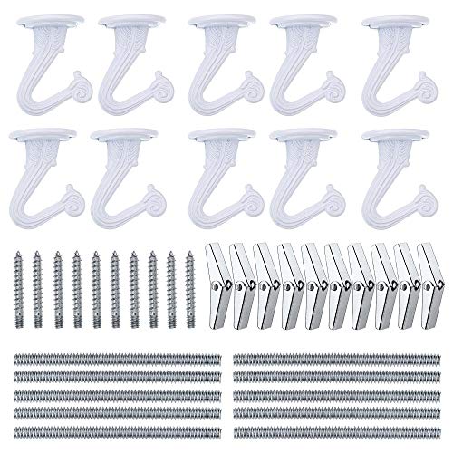 10 Sets Ceiling Hooks for Hanging Plant, Heavy Duty Swag Ceiling Hooks and Hardware Set