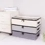 In kds Clothes Shoes Organizer Multifunction Foldable Under The Bed Storage Boxes with Dust-Proof Lid 4 Compartment (Beige)