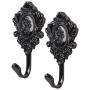EleCharm 1Pair Curtain Drapery Holdbacks Clothes Hanger Rose Pattern Wall Hooks (Black)