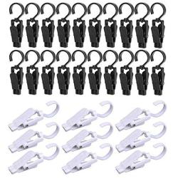 Laundry Hooks Clip,Swivel Hanging Curtain Clips Clothes Pins,Beach Towel Clips for Beach/Pool/Lounge Chair Towel- Keep Your Towel, Clothes Hangers from Blowing Away 24pcs(4.3 Inches,White&black)