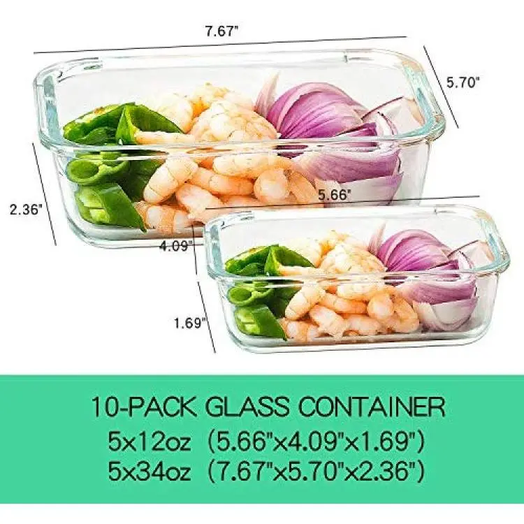 1 Compartment Glass Meal Prep Containers (3 Pack, 35 oz) - Glass Food  Storage Containers with Lids, Glass Lunch Box Containers, Portion Control