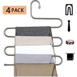 GQQG S-Type Pants Hangers Space Saving Multi Layer Trousers Skirt Hangers Slack Hanger, Magic Hanger Stainless Steel Heavy Duty Closet Clothes Hangers for Hanging Trousers Jeans Scarf Tie Clothes