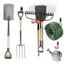 Mygogo Utility Hooks Garage Storage Hooks,Heavy Duty Iron and PVC U Hooks, Wall Mount Tool Holder Hanger Organizer for Ladder Shovels Pack of 5