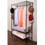 Homdox 3-Tiers Big Size Heavy Duty Wire Shelving Unit Garment Rack with Hanger Bar Wheels+2 Pair Side Hooks,Black