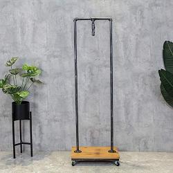 HANS CAO Industrial Heavy Duty Rolling Garment Rack with Storage Shelves, Free-Standing Clothes Hanger, Garment Display Stand, 15.7L x 15.7W x 63H