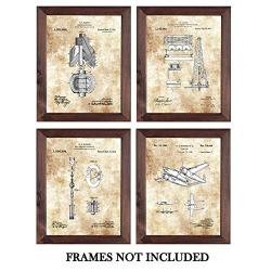 Original Howard Hughes Drawings - Plane Hanger Wall Decor - Airport Office Artwork - Set of 4 8 x 10 Unframed Patent Prints - Gift for Pilots, Flight Attendants, Engineers