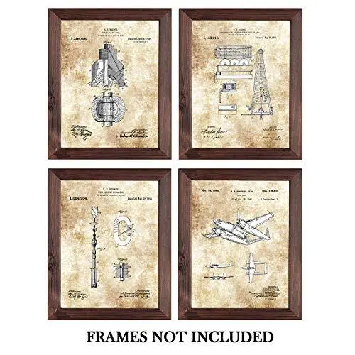 Original Howard Hughes Drawings - Plane Hanger Wall Decor - Airport Office Artwork - Set of 4 8 x 10 Unframed Patent Prints - Gift for Pilots, Flight Attendants, Engineers