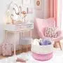 Large Rope Basket ? 16x13 Pink Decorative Woven Basket for Toys, Blankets, or Laundry, Cute Tassel Decor for Baby & Girl - Home Storage Container Large Rope Basket ? 16x13 Pink Decorative Woven Basket for Toys, Blankets, or Laundry, Cute Tassel Decor for Baby & Girl - Home Storage Container