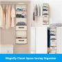 Magicfly 6-Shelf Hanging Closet Organizer with Drawers(1 Drawer with Divider & 1 Underwear Drawer), Foldable Clothes Hanging Shelf for Sweater, Bra, Socks, 44.9 X 13 X11.4 Inch, Beige