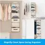 Magicfly 6-Shelf Hanging Closet Organizer with Drawers(1 Drawer with Divider & 1 Underwear Drawer), Foldable Clothes Hanging Shelf for Sweater, Bra, Socks, 44.9 X 13 X11.4 Inch, Beige