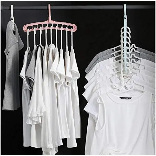 5pcs Random Color Multi-Function Folding Magic Hanger Nine-Hole Rotating Magic Clothes Hanger Wardrobe Drying Clothes Home Bedroom Storage Holder 5pcs Random Color Multi-Function Folding Magic Hanger Nine-Hole Rotating Magic Clothes Hanger Wardrobe Drying Clothes Home Bedroom Storage Holder
