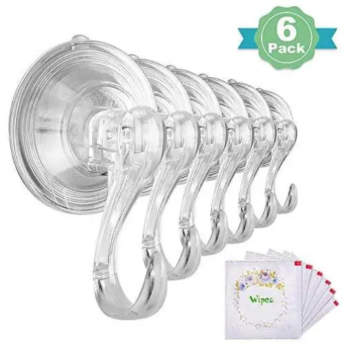 VISV Suction Cup Hooks, Removable Clear Heavy Duty Vacuum Suction Hooks with Cleaning Cloth Window Kitchen Bathroom Wall Hooks Hanger for Towel Loofah Sponge Cloth Key Christmas Wreath - 6 Packs VISV Suction Cup Hooks, Removable Clear Heavy Duty Vacuum Suction Hooks with Cleaning Cloth Window Kitchen Bathroom Wall Hooks Hanger for Towel Loofah Sponge Cloth Key Christmas Wreath - 6 Packs
