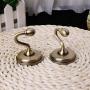 Gugulove Vintage Metal Curtain Tie Back Hooks Window Cloth Holdback Hanger Hanging Holder - White Curtain Hanger Black Cloth Adhesive Holder Gold Leaves Bronze Back Silver R