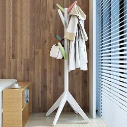 SN Wooden Coat Rack 1 Tripod Support High-Grade Stand 8 Hooks Assembly Required Free Standing Coat Stand Hallway Coat Hanger Hat Stand for Handbag Clothes & Accessories (Color : B)