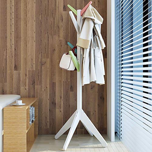 SN Wooden Coat Rack 1 Tripod Support High-Grade Stand 8 Hooks Assembly Required Free Standing Coat Stand Hallway Coat Hanger Hat Stand for Handbag Clothes & Accessories (Color : B)