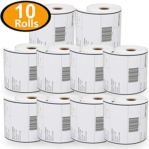 10 Rolls Dymo 1744907 Compatible 4XL Internet Postage Extra-Large 4" x 6" Shipping Labels, Strong Permanent Adhesive, Perforated