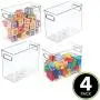 mDesign Plastic Toy Boxes Storage Organizer Tote Bin with Handles for Child/Kids Bedroom, Toy Room, Playroom - Holds Action Figures, Crayons, Building Blocks, Crafts - 4 Pack - Clear