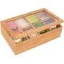 Trademark Innovations 12" Bamboo 8-Section Tea Storage Boxes with Hinged Clear Lid Trademark Innovations 12" Bamboo 8-Section Tea Storage Boxes with Hinged Clear Lid