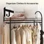 LANGRIA Compact Free-Standing Garment Rack Made of Sturdy Iron with Spacious Storage Space, 2 Shelves, 1 Clothes Hanging Rod, Heavy Duty Clothes Organizer for Bedroom, Entryway (Black) LANGRIA Compact Free-Standing Garment Rack Made of Sturdy Iron with Spacious Storage Space, 2 Shelves, 1 Clothes Hanging Rod, Heavy Duty Clothes Organizer for Bedroom, Entryway (Black)