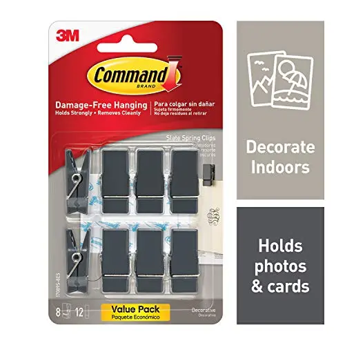 Command Spring Clips, 3 hooks, 4 strips, Decorate Damage-Free (17089S-8ES) Command Spring Clips, 3 hooks, 4 strips, Decorate Damage-Free (17089S-8ES)