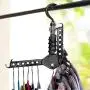 Studyset Folding Clothes Hanger Space Saving Dual Hanger with Hook Wardrobe Closet Organizer Rack