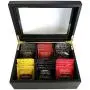 Wooden Tea Boxes Organizer Storage Chest - Matte Black With Removable Compartments